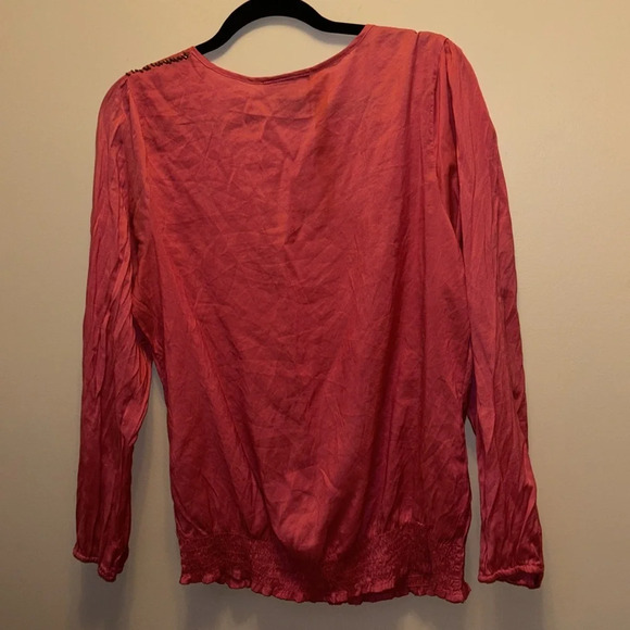 Attention beaded balloon long sleeve Rayon V neck blouse Sz L - Picture 12 of 14